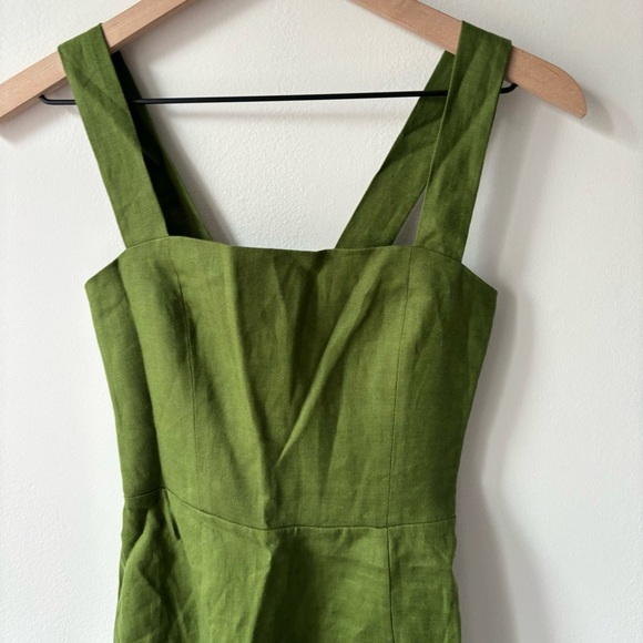 Reformation Green Linen Mini Dress Sz 0 $278 - Picture 4 of 5